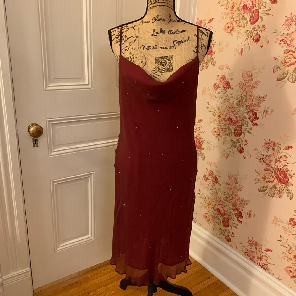 NWT Nordstrom Sparkly Maroon Spaghetti Strap Dress